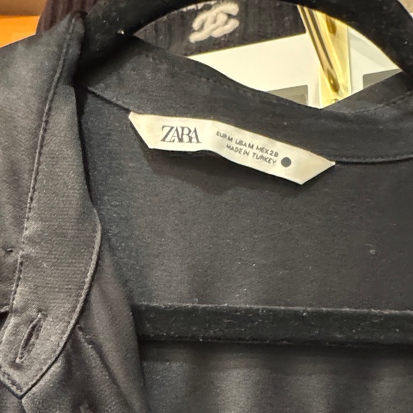 Zara Black Satin Button Down Shirt - Picture 2 of 2